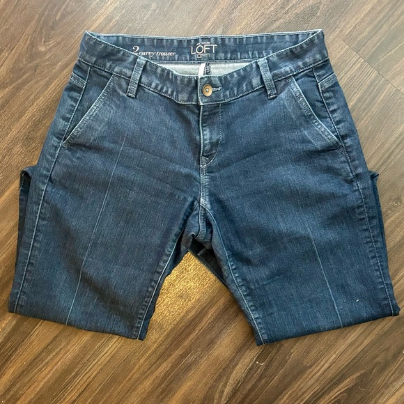 LOFT Wide Leg Jeans Size 2 Curvy Low-Rise Trouser Dark Wash - Picture 3 of 13